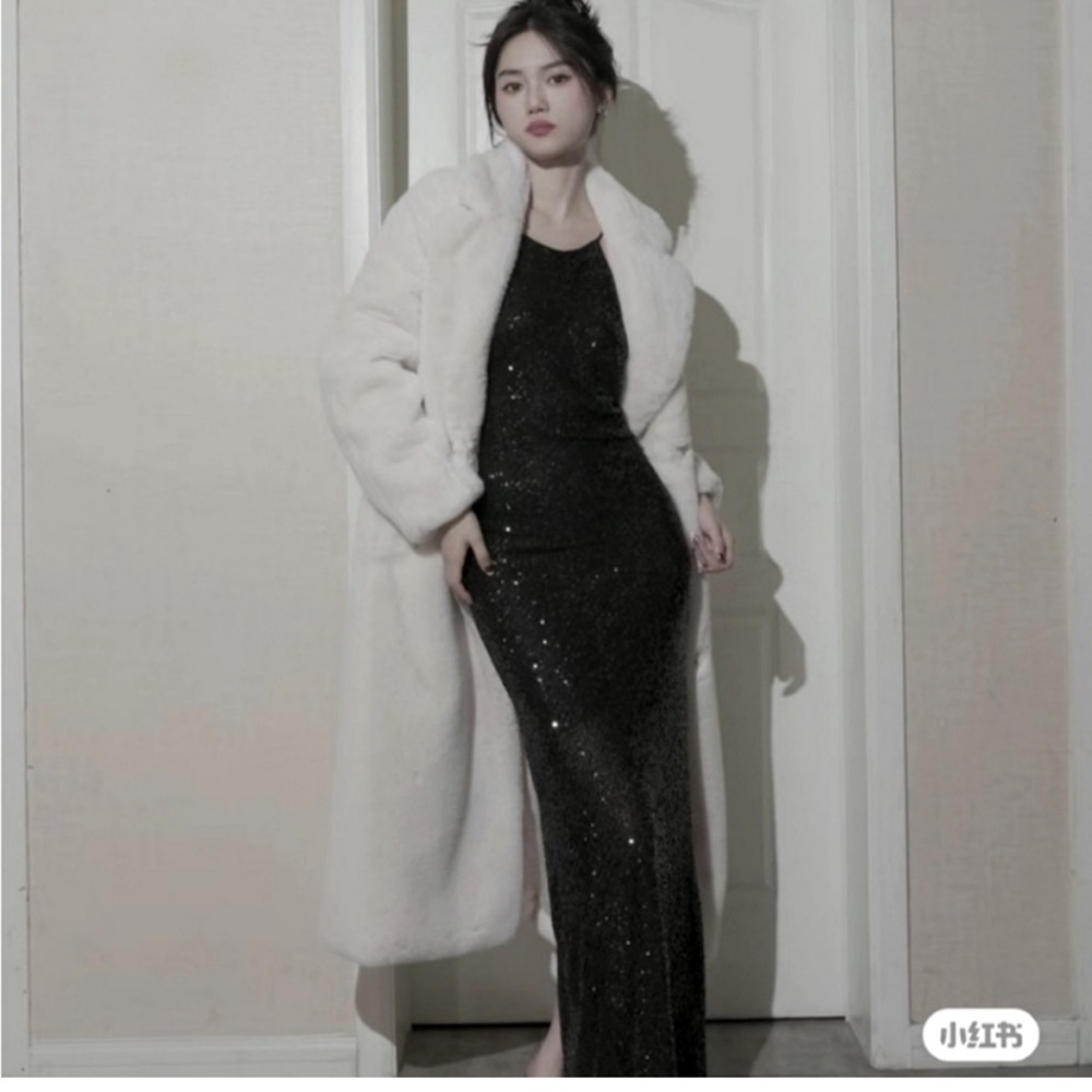 Zara * sequin long dress gown black midi maxi, S - Picture 7 of 9